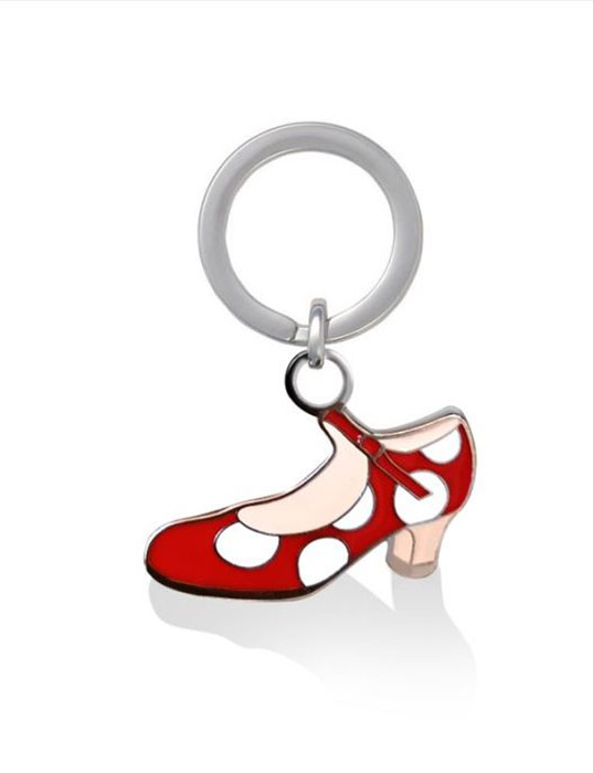 Red Flamenco Shoes Keychains with White Polka Dots. Begoña Cervera